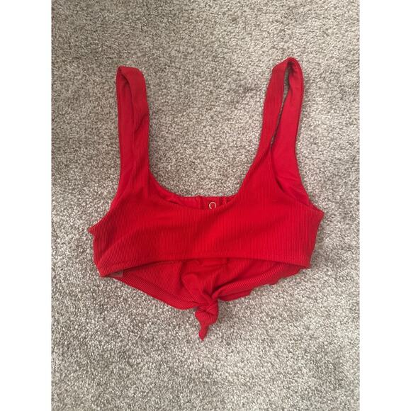 Beach Bunny Red Tide Knot Snap Buttons Bralette Bikini Top, S - Picture 9 of 13
